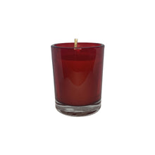Load image into Gallery viewer, Beeswax candle in amber or red glass