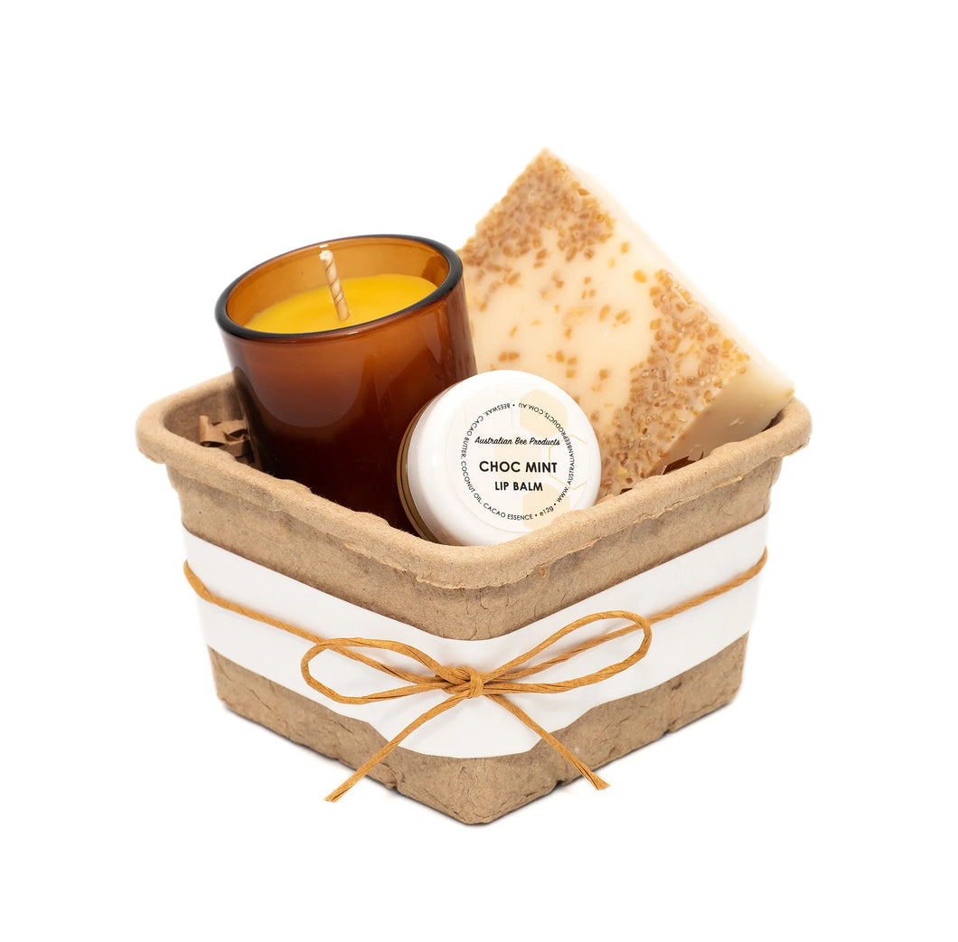Hand-made soap, candle & lip balm gift pack