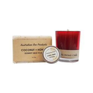 Hand-made soap, candle & lip balm gift pack