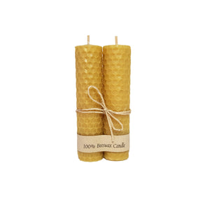 Rolled tall beeswax candles height 11 x 2.5 cm - 2 pack